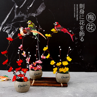 酒店餐厅冷菜刺身菜品盘饰意境小摆件点缀厨房仿真花摆盘装饰花草