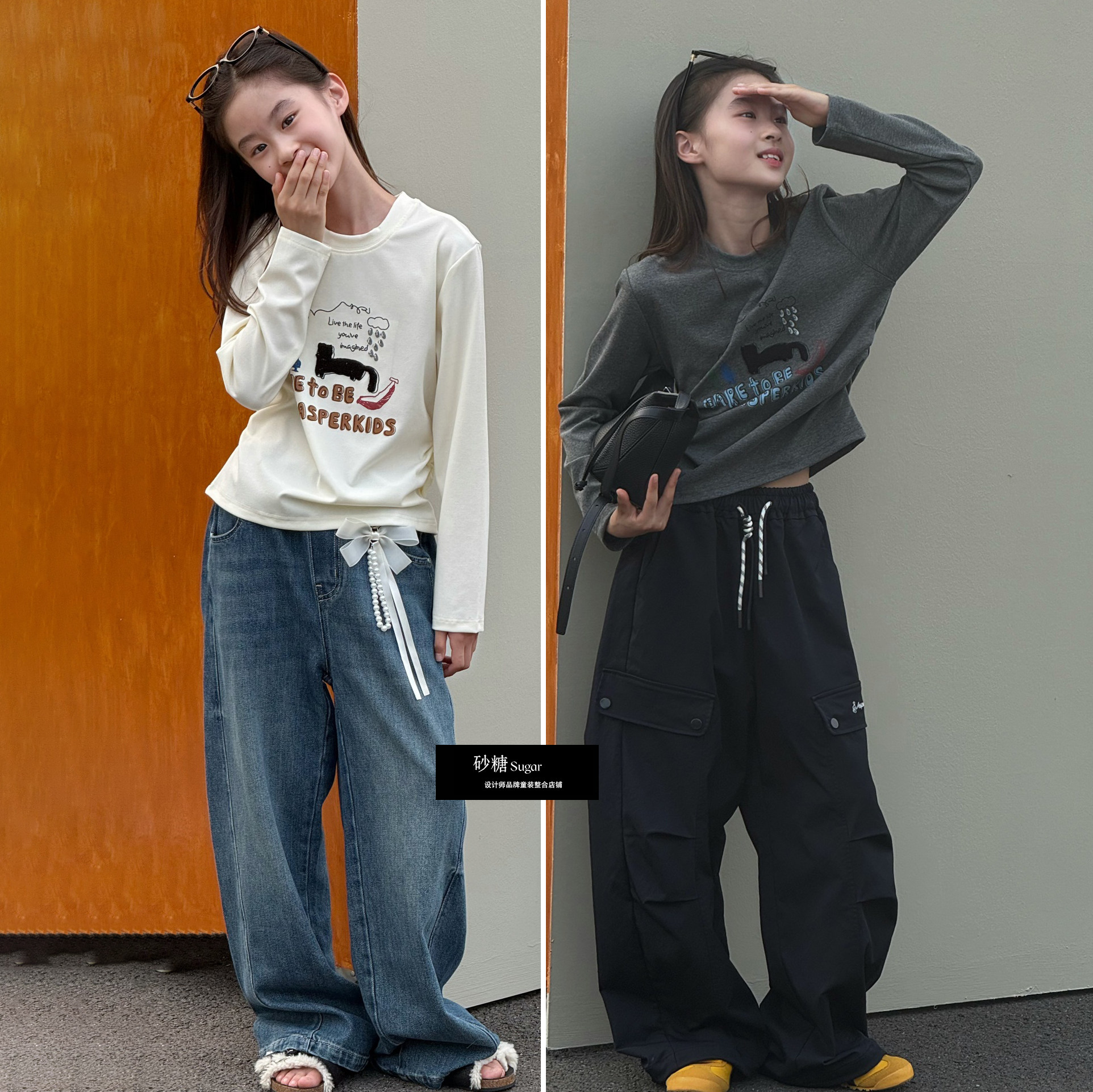Jasper韩版女童秋款印花长袖T恤