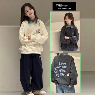 Jasper韩国波拉童装2025冬款男女童加绒卫衣韩版中大童衬衣领帽衫