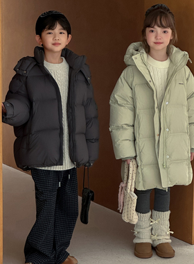 阿尼卡ANIKA2025冬款男女童羽绒服中大童中长款90白鸭绒棉衣外套