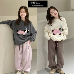 Jasper韩国波拉童装2024冬新款女童羊绒衫韩版中大儿童山羊绒毛衣