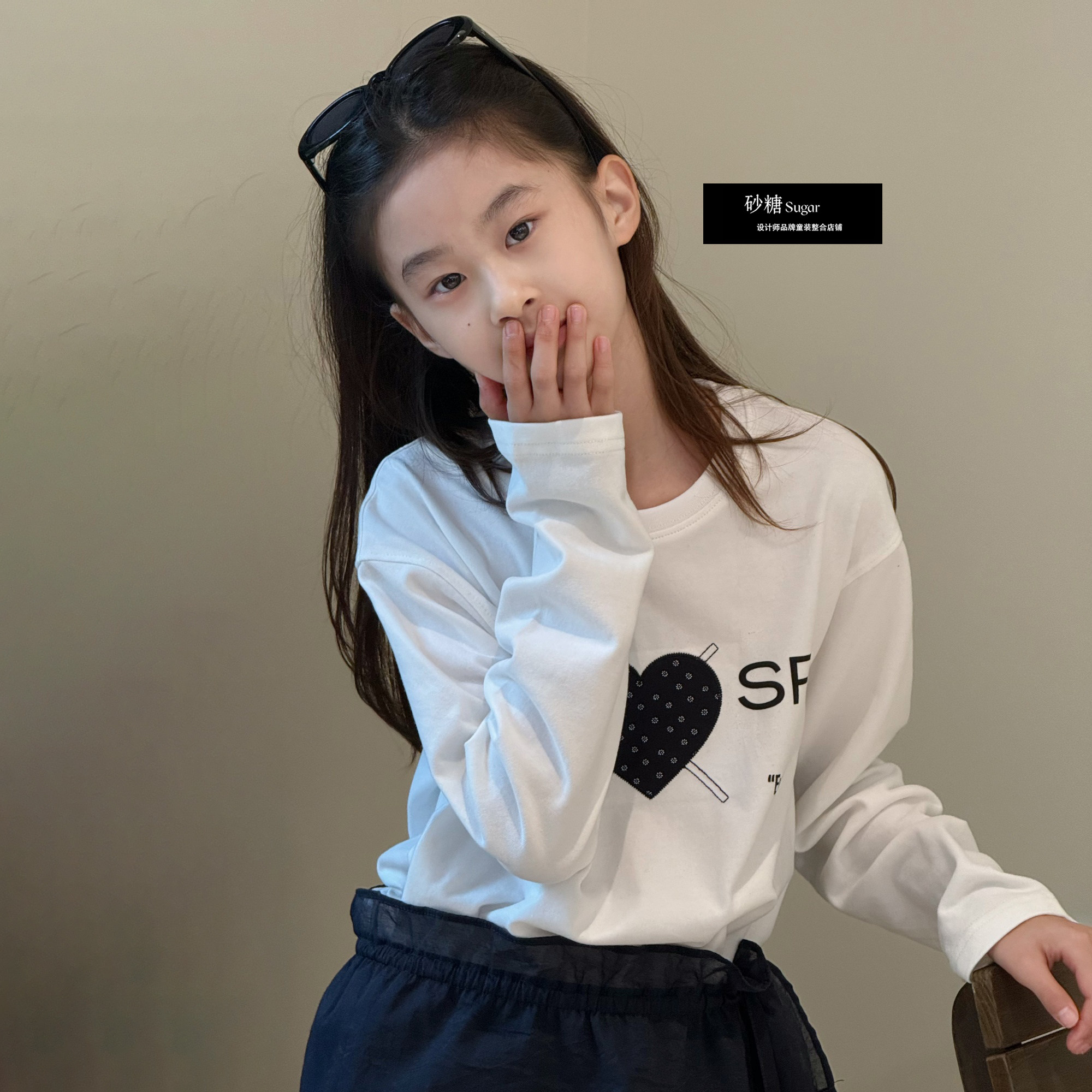 Jasper韩版甜美女童打底T恤