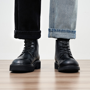 Liberty Kostume 真皮质感高中帮马丁靴休闲商务方头圆头皮鞋男士
