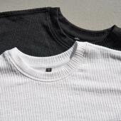 Liberty 竖纹理宽松纯色学生情侣男女 T恤长袖 Kostume 肌理敲好看