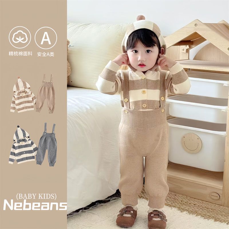 秋季新款婴儿衣服背带裤套装韩版