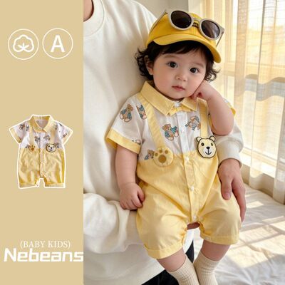 乐宾潮款夏天新生儿男宝连身衣