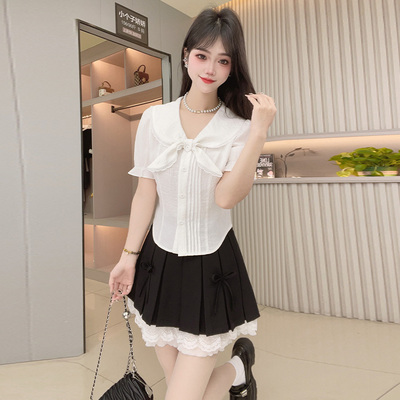 乡美媚收腰甜美小众修身衬衫女