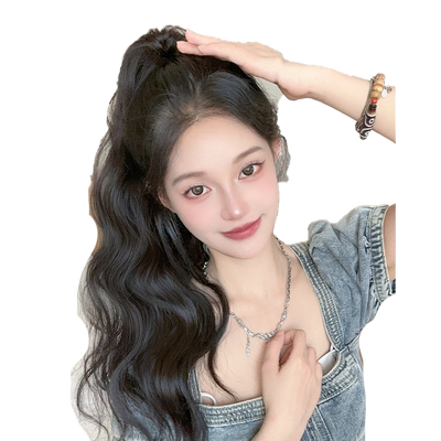 梵舌妮水波纹抓夹款长发马尾假发
