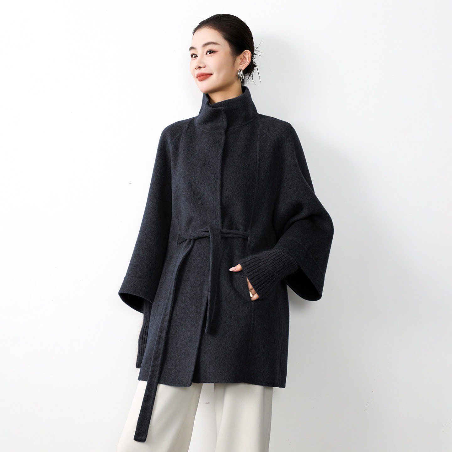 双面羊毛大衣女宽松高级毛呢外套