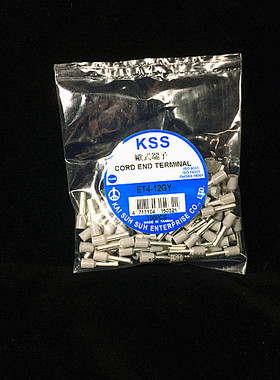 代理原装进口 KSS欧式端子ET4-12GY原装进口 灰色 管式端子100PCS