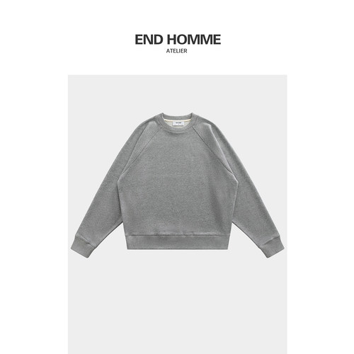 END HOMME|AM*重磅560g棉质圆领百搭毛圈布休闲宽松圆领套头卫衣
