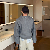 双面针织空气层卫衣 重磅半高领拉链休闲卫衣 廓形长袖 男秋冬外套