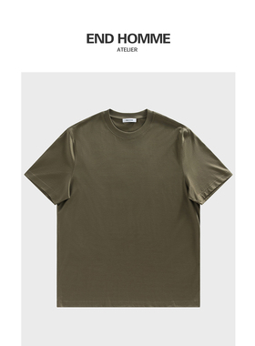 进口美国匹马棉定织细腻亲肤体感正肩基础款修身军绿短袖t恤男夏