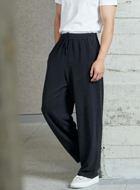 裤子男直筒款 秋季新宽松运动卫裤美式高街高弹双面绒垂感休闲裤