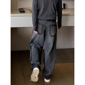 END 秋冬新休闲裤 HOMME｜复古做旧水洗膝盖折简宽松直筒牛仔裤 男