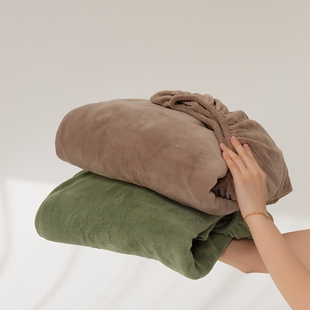 无印良品冬天牛奶绒床笠单件纯色加绒床垫保护套全包防滑隔脏床罩