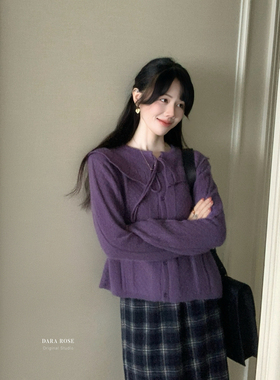 ARA ROSE-毛针织开衫柔软长袖钩花保暖毛衣（含41.7绵羊毛）S8201