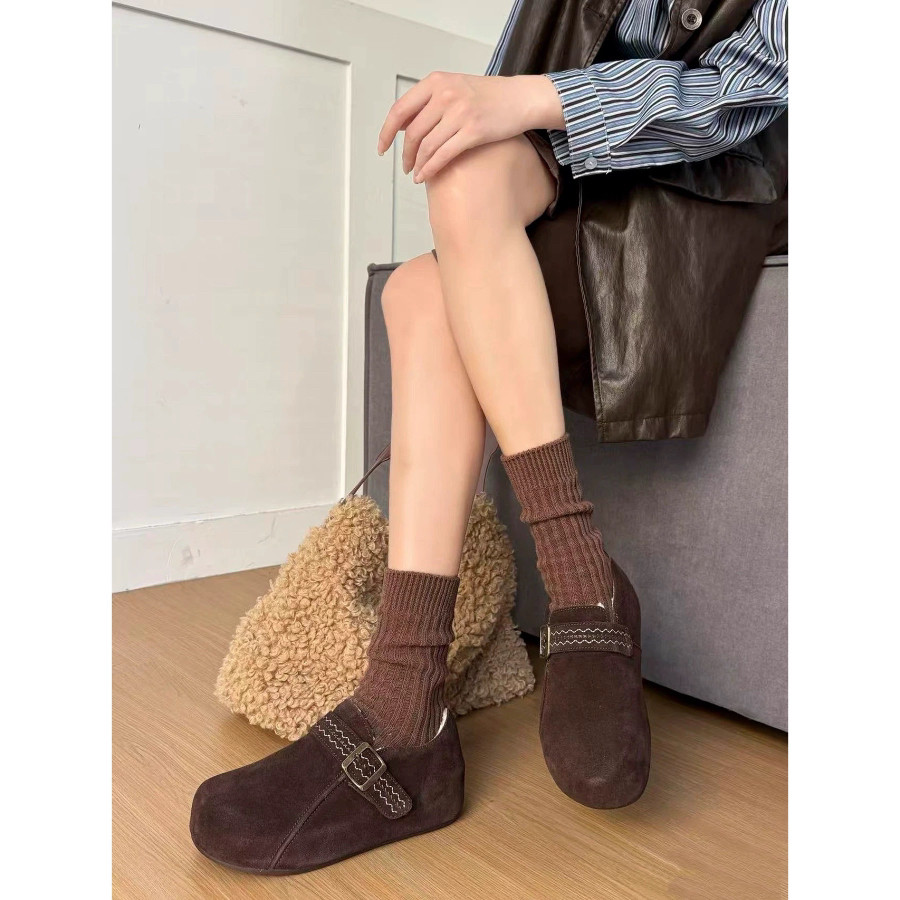 SOLO'S ACC-自制牛绒皮复古刺绣加绒勃肯鞋HZ2552-17