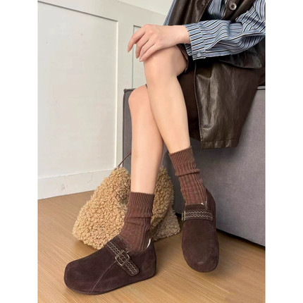 SOLO'S ACC-自制牛绒皮复古刺绣加绒勃肯鞋HZ2552-17