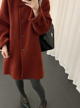 UP-高品质温柔韩女韩系简约中长款羊毛外套（含90羊毛）56325