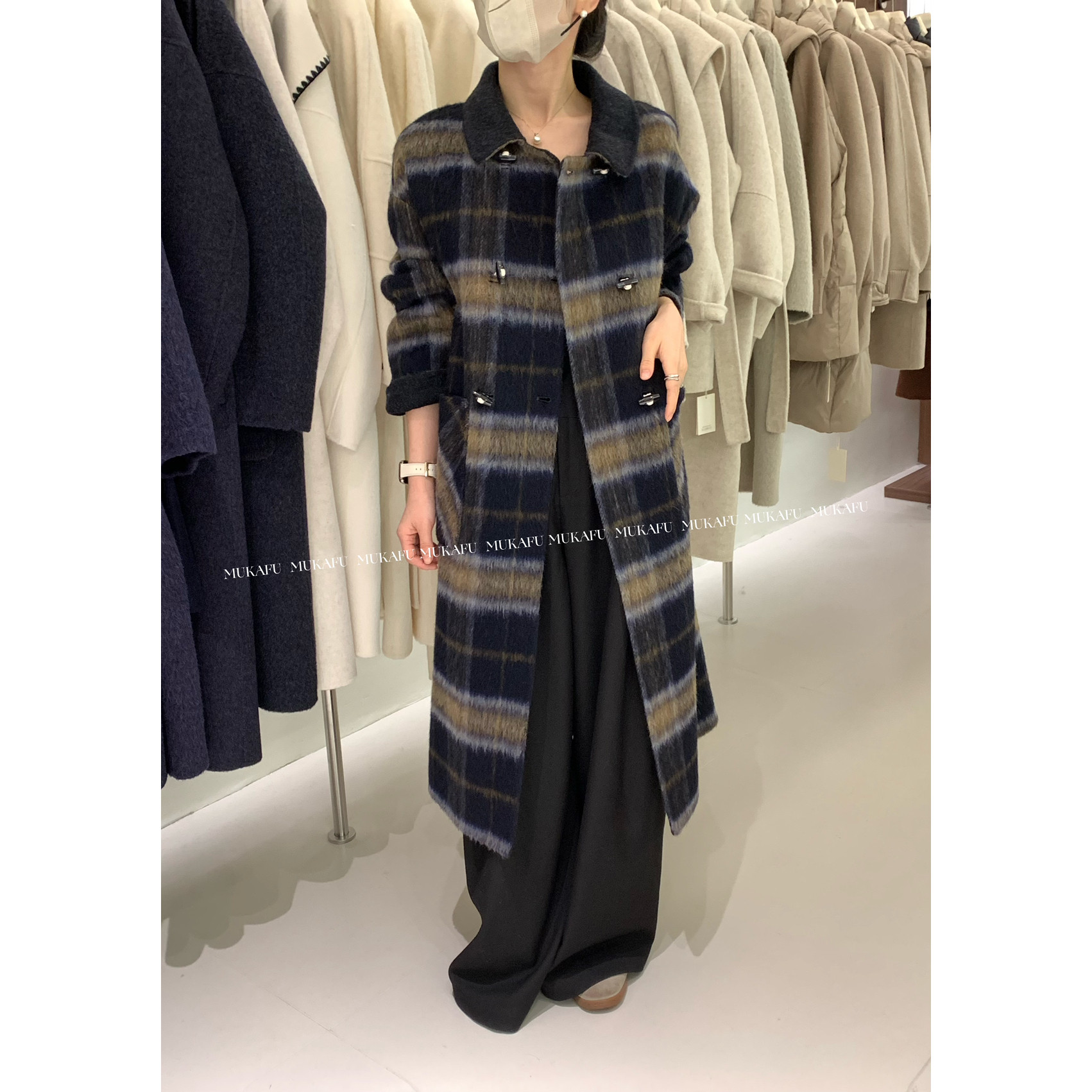 慕卡芙-复古时尚双排牛角扣长款羊毛外套（含80羊毛）25123,女装/女士精品,羽绒服,淘宝优惠券,粉丝福利购,淘宝优惠卷