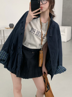 grapestone 葡萄籽-estone字母印花休闲宽松短款圆领短袖T恤