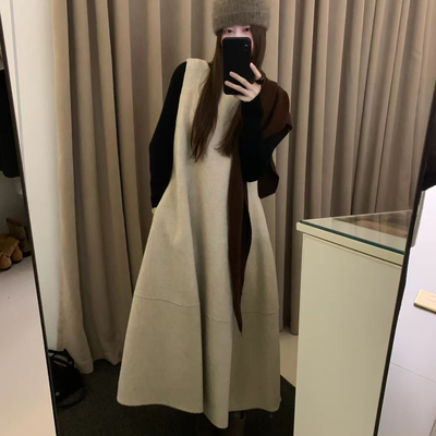 Hand made-韩系极简无袖圆领背心连衣裙0094