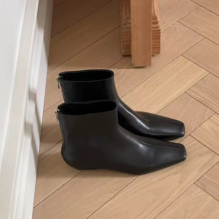 SOLO'S ACC-秋上新极简风方头设计感短靴(进口皮)CQ-1762