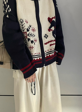 Vêtlle-冬上新圣诞限定款立领拉链保暖毛衣（含100羊毛）8245