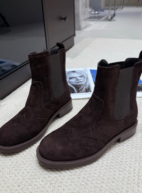 爱丽维斯-冬上新英伦风切尔西深复古绒面短靴97-679a