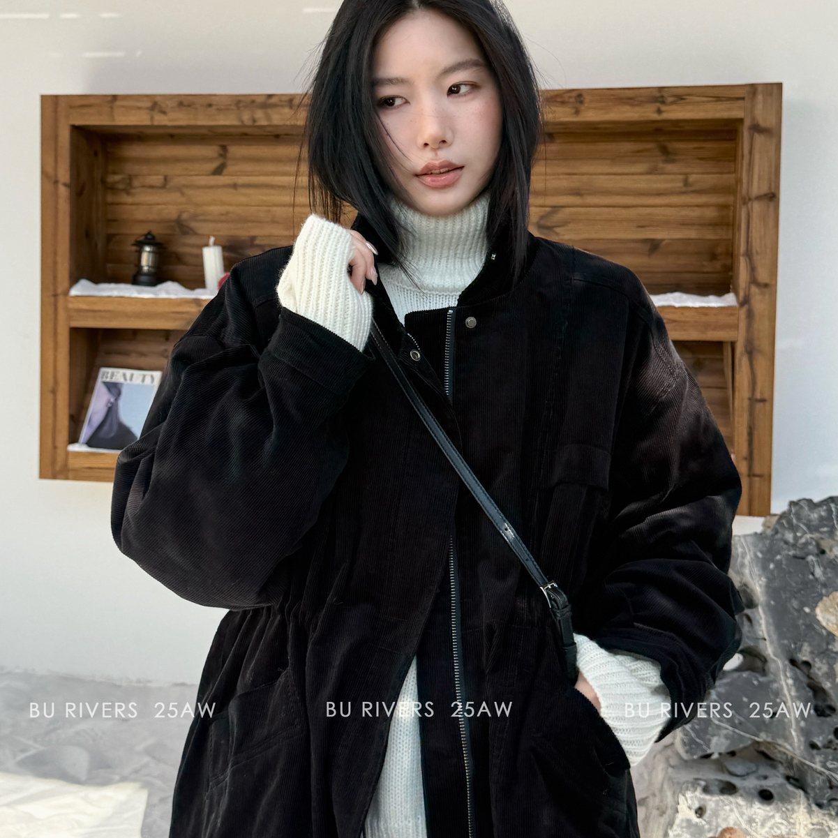 BU RIVERS-冬上新显瘦保暖灯芯绒立领大衣S32597