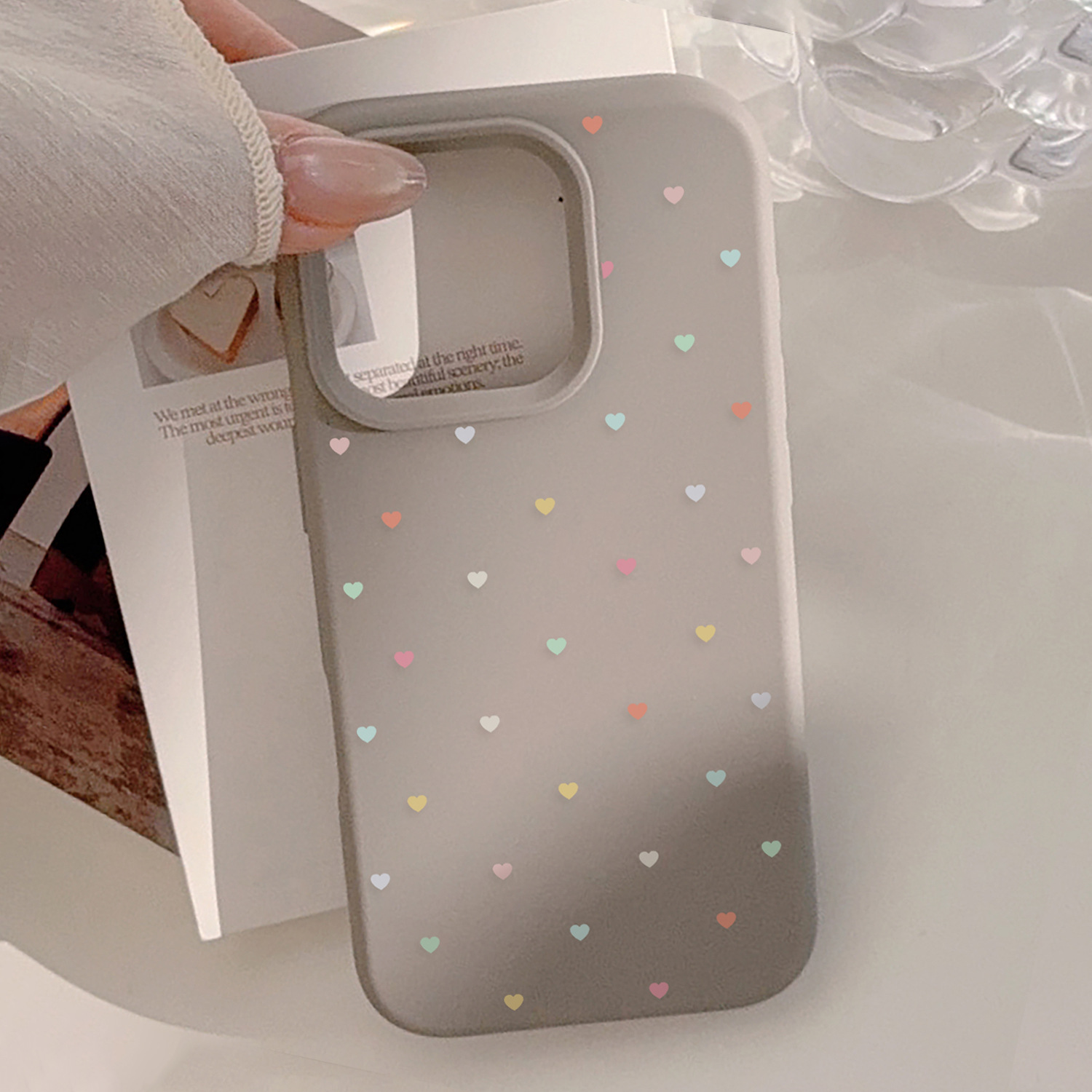 彩色小爱心iphone16苹果手机壳13硅胶12适用15promax防摔14小众