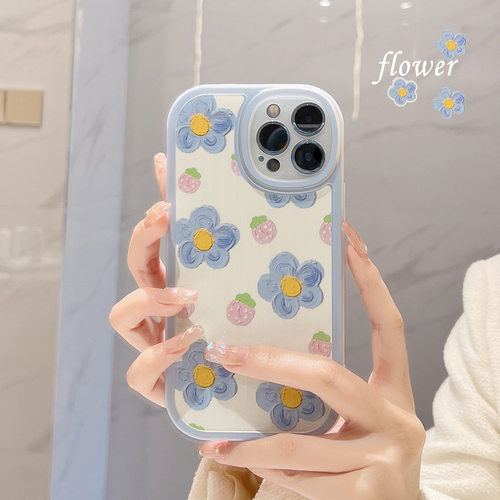 草莓花朵16适用iphone15pro max苹果17手机壳14女xr保护13套