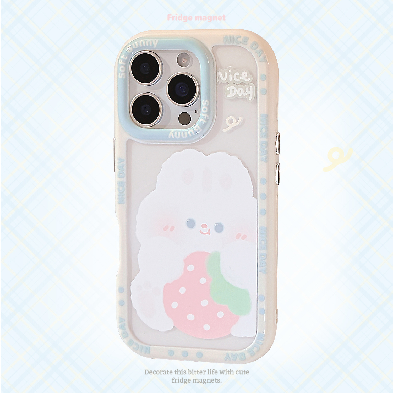 可爱草莓小兔适用15ProMax苹果16手机壳iPhone14卡通15亚克力13