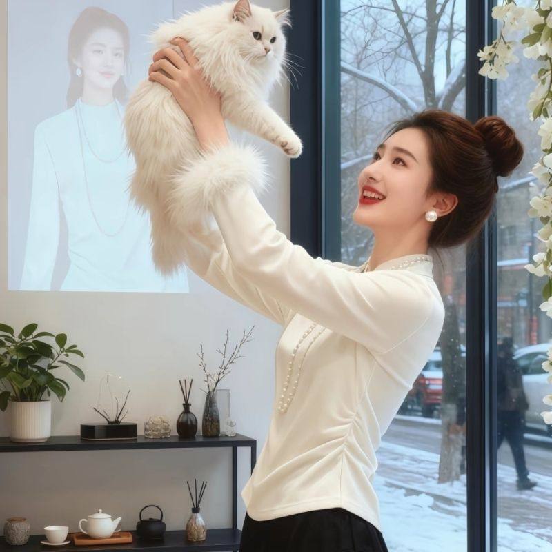 2026新款春季打底衫上衣女新中式国风配马甲半高领长袖正肩T恤衫,女装/女士精品,时尚套装,淘宝优惠券,粉丝福利购,淘宝优惠卷