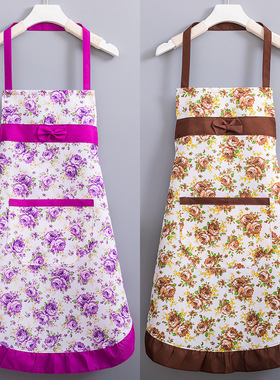 上一辈老人妈妈婆婆喜欢的玫红围兜兜紫色玫瑰围裙夏薄围腰罩衣zy