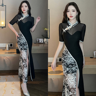 酒吧KTV公主服性感长款旗袍夜总会小姐连衣裙沐足桑拿技师晚礼服
