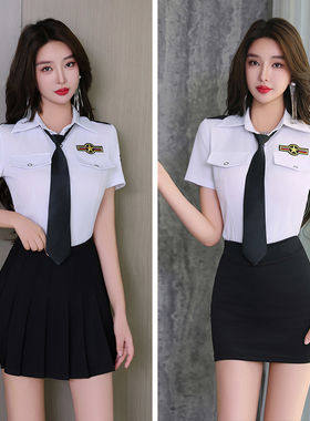 2025新款足浴店学院风百褶裙制服