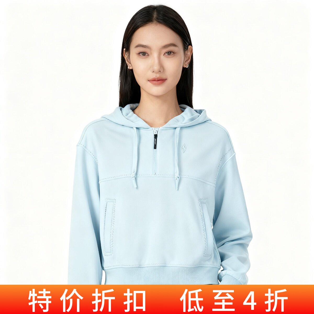 正品Skechers斯凯奇女款秋季柔软舒适简约连帽针织卫衣L124W040