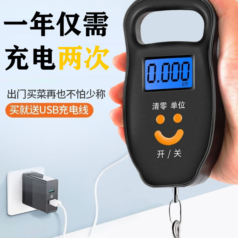 特易手提秤家用便携式高精度弹簧手持秤50kg小型计算卖菜快递称重