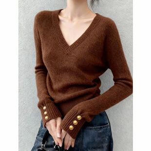 2026秋冬季新款港风软糯打底毛衣百搭v领针织衫爆款显瘦女款长袖