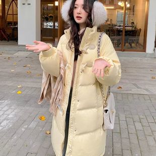 2025新款牛角冬季棉衣女中长款宽松小个子overseas棉服学生外套