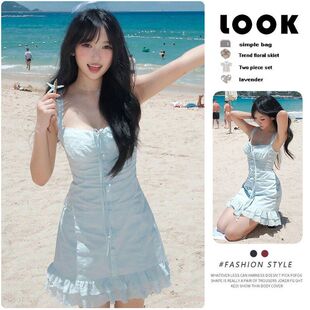 秦小Q2026新款纯欲小清新蓝色吊带裙女韩系甜美短裙生日出片裙子