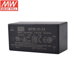台湾明纬MPM-20开关电源20W 3.3/5/12/15/24V封闭型医疗电源模块