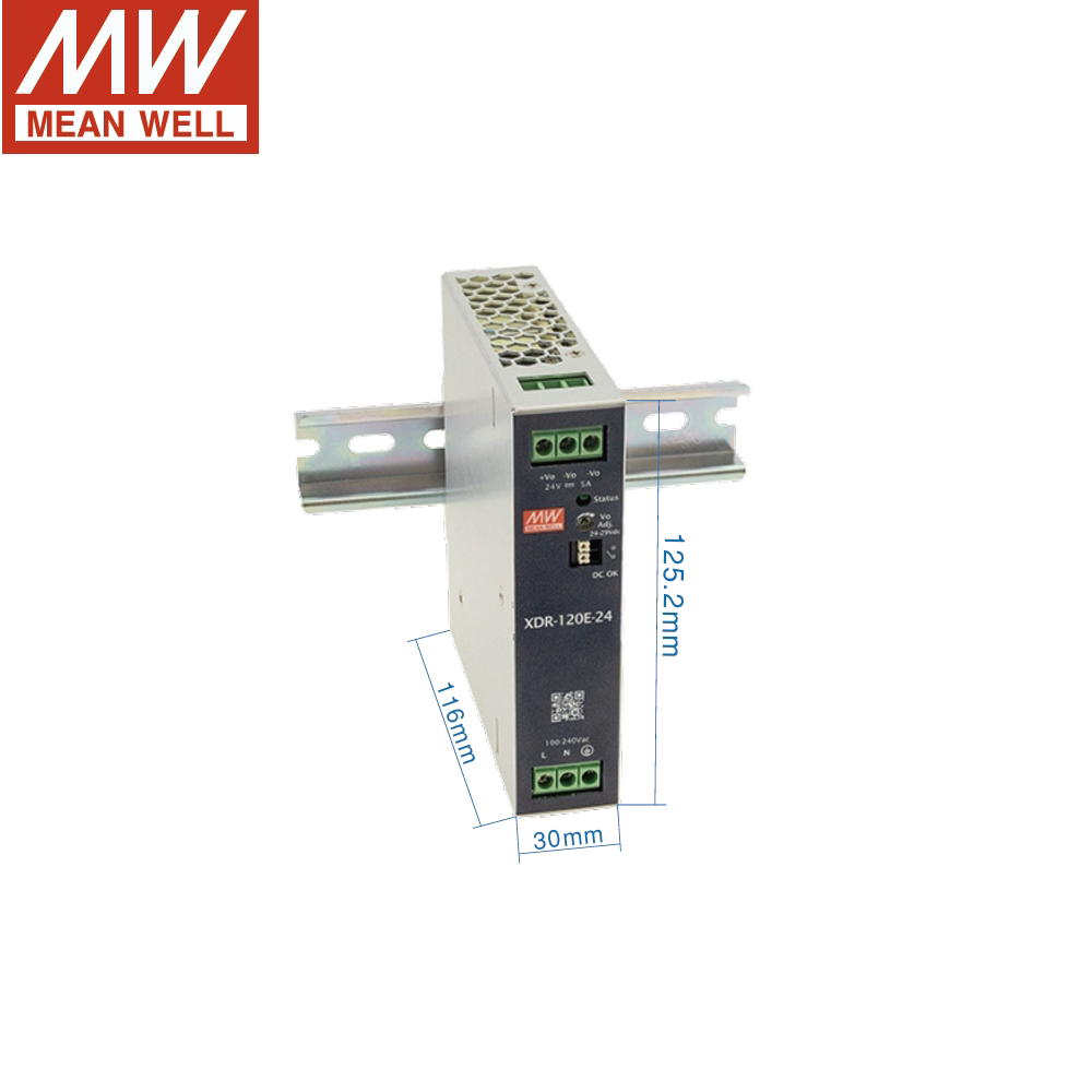 台湾明纬XDR-120E 120W DIN超薄工业导轨电源供应器12V24V36V48V