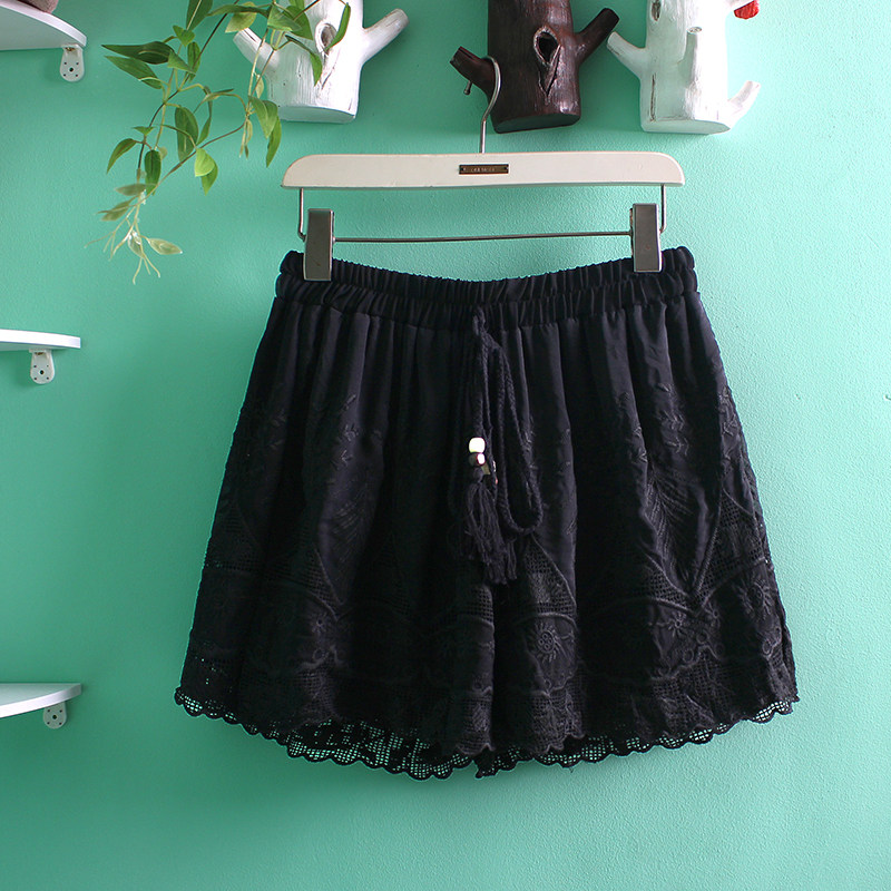 2018夏季宽松大码显瘦刺绣蕾丝阔腿裤裙裤韩版学生外穿打底短裤子|msdalam kategori Butik wanita / wanita, seluar, Seluar sama sendat - dari Buy2taobao.com untuk memberikan perkhidmatan ejen Taobao profesional membeli