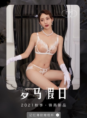 锋燕女士新款C杯时尚蚕丝性感蕾丝边聚拢舒适文胸套装橄榄杯16750