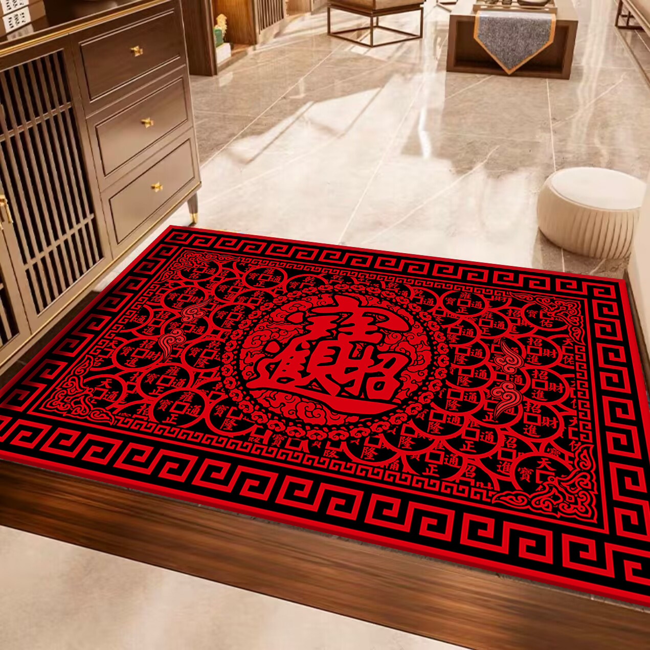 招财进宝进门地毯大门口地垫红色门垫门厅脚垫卫生间防滑垫踩脚垫,居家布艺,地毯,淘宝优惠券,粉丝福利购,淘宝优惠卷