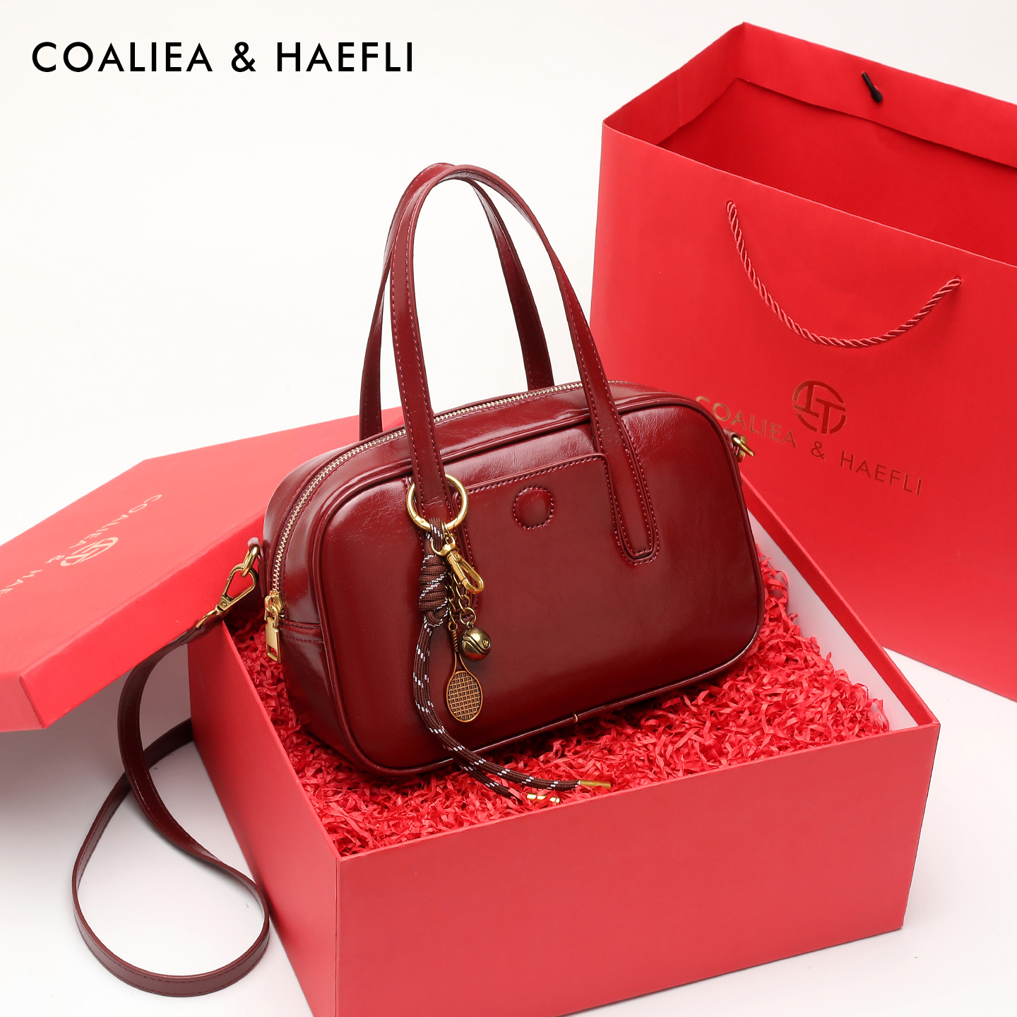 香港品牌红色新娘结婚包包斜挎包