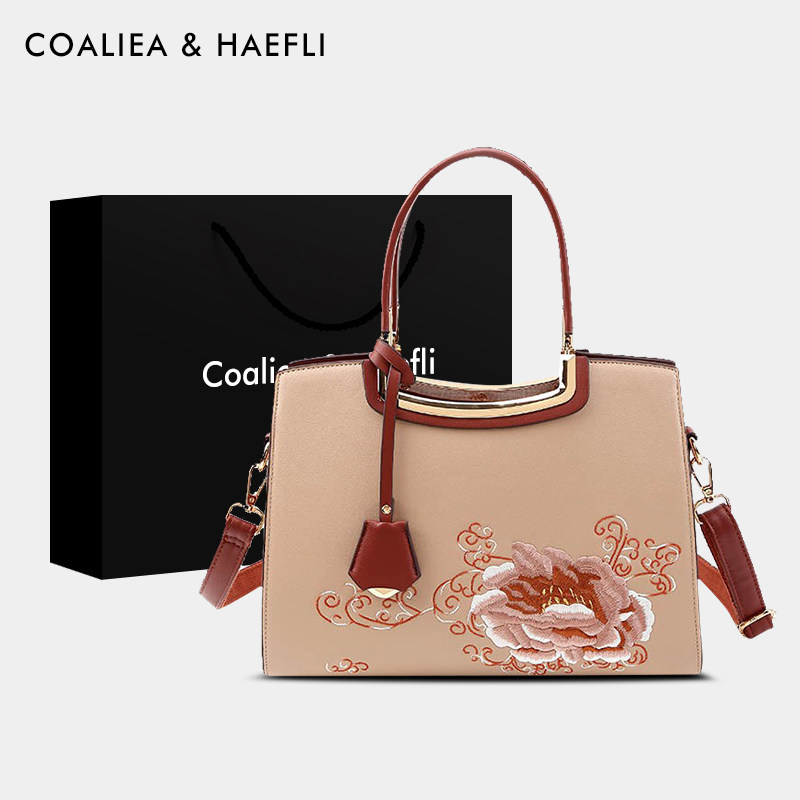 母亲节礼物牡丹花中国风刺绣女士包包妈妈新中式手提包气质婆婆包